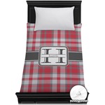 Red & Gray Plaid Duvet Cover - Twin (Personalized)