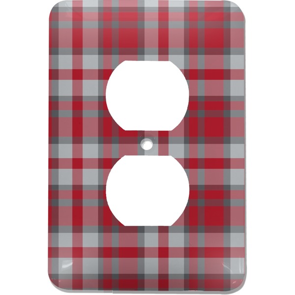 Custom Red & Gray Plaid Electric Outlet Plate