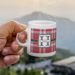 Red & Gray Plaid Single Shot Espresso Cup - Single (Personalized)