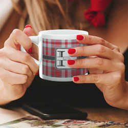 Red & Gray Plaid Double Shot Espresso Cup - Single (Personalized)