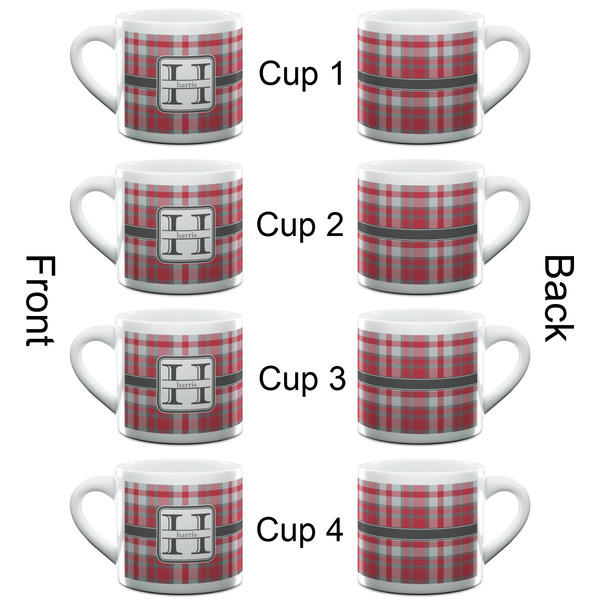 Red & Gray Plaid Espresso Cup - 6oz (Double Shot Set of 4) APPROVAL