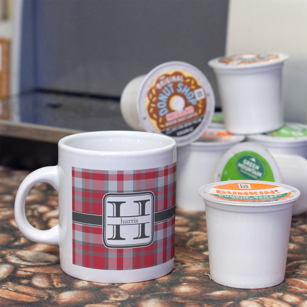 Red & Gray Plaid Espresso Cup - Single Lifestyle