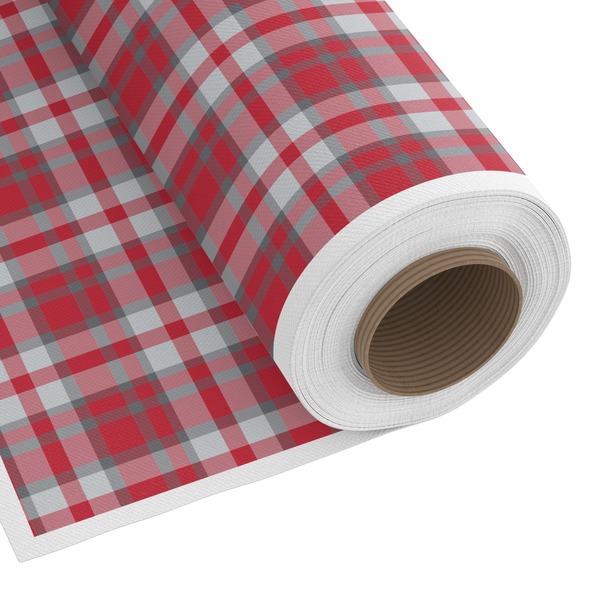 Custom Red & Gray Plaid Fabric by the Yard - Spun Polyester Poplin