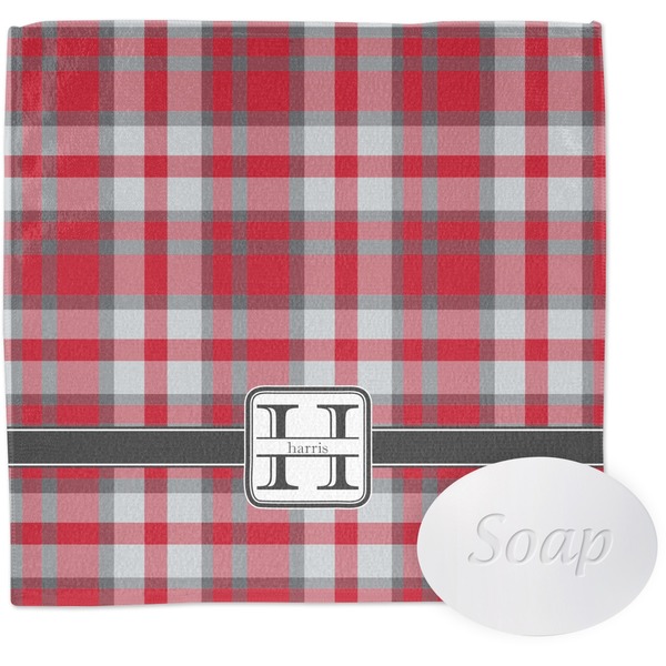 Red & Gray Plaid Wash Cloth with soap