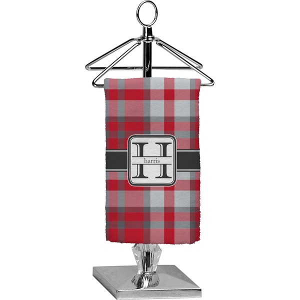 Custom Red & Gray Plaid Finger Tip Towel - Full Print (Personalized)