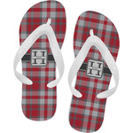 Red & Gray Plaid Flip Flops - Large (Personalized)