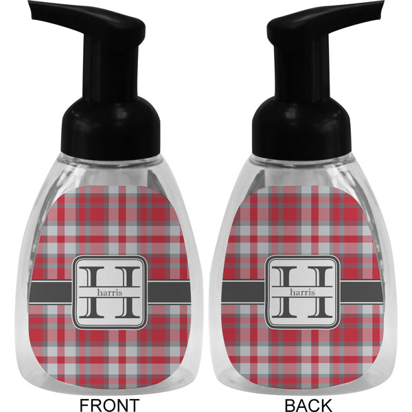 Red & Gray Plaid Foam Soap Bottle (Front & Back)