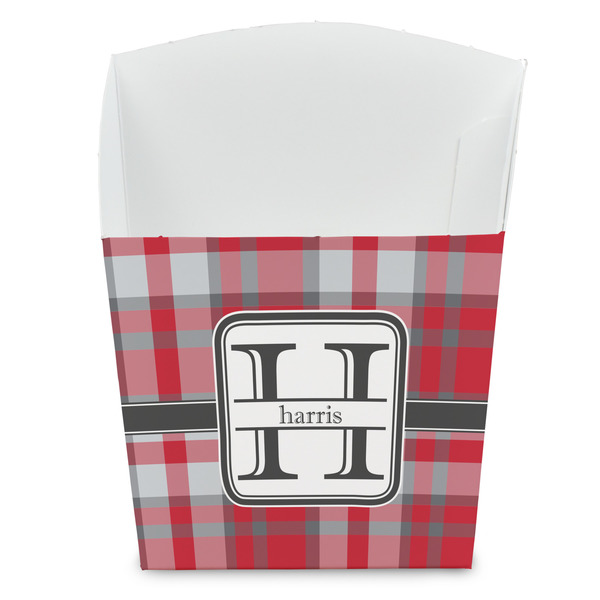 Custom Red & Gray Plaid French Fry Favor Boxes (Personalized)