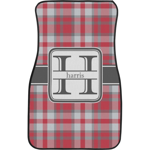 Red & Gray Plaid Custom Car Floor Mats (Front Seat)