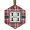 Red & Gray Plaid Frosted Glass Ornament - Hexagon