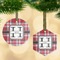 Red & Gray Plaid Frosted Glass Ornament - MAIN PARENT