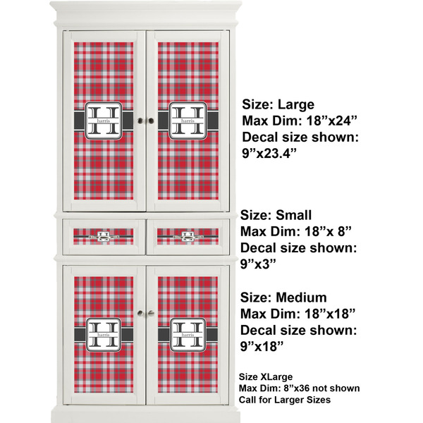 Red & Gray Plaid Full Cabinet (Show Sizes)