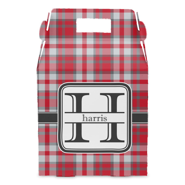 Red & Gray Plaid Gable Favor Box - Front