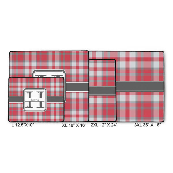 Red & Gray Plaid Gaming Mats - SIZE CHART