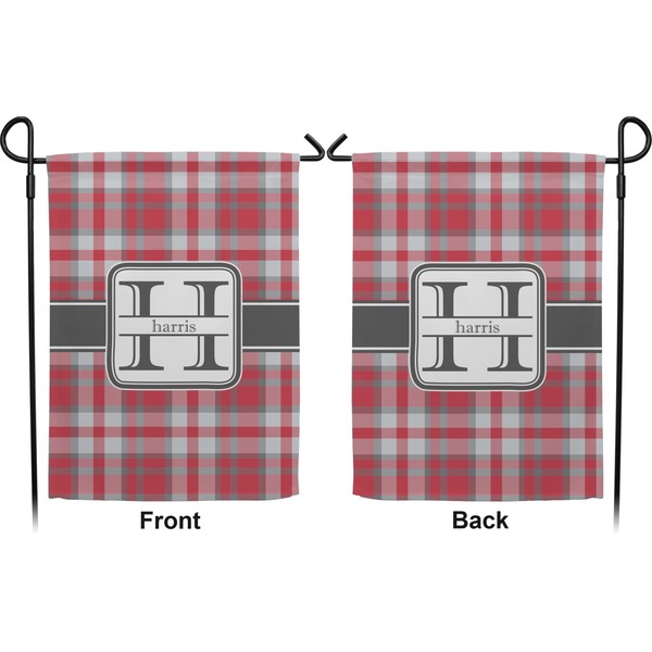 Red & Gray Plaid Garden Flag - Double Sided Front and Back