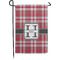 Red & Gray Plaid Small Garden Flag - Single Sided w/ Name and Initial