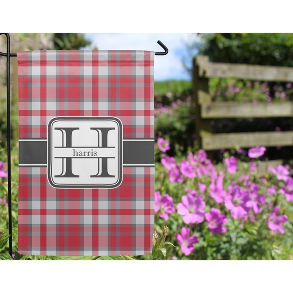 Red & Gray Plaid Garden Flag - Outside In Flowers