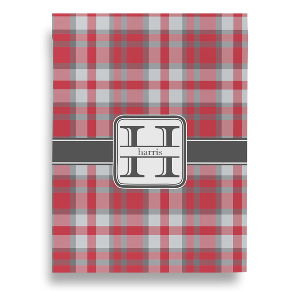 Red & Gray Plaid Garden Flags - Large - Single Sided - FRONT