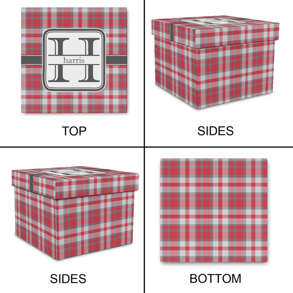 Red & Gray Plaid Gift Boxes with Lid - Canvas Wrapped - Large - Approval