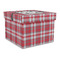 Red & Gray Plaid Gift Boxes with Lid - Canvas Wrapped - Large - Front/Main