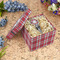 Red & Gray Plaid Gift Boxes with Lid - Canvas Wrapped - Medium - In Context