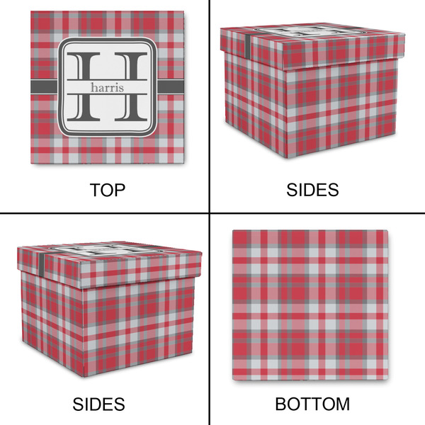 Red & Gray Plaid Gift Boxes with Lid - Canvas Wrapped - Small - Approval