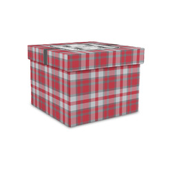 Red & Gray Plaid Gift Box with Lid - Canvas Wrapped - Small (Personalized)
