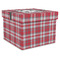 Red & Gray Plaid Gift Boxes with Lid - Canvas Wrapped - X-Large - Front/Main