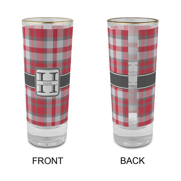 Red & Gray Plaid Glass Shot Glass - 2 oz - Single - APPROVAL
