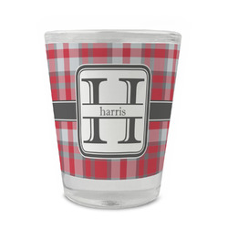 Red & Gray Plaid Glass Shot Glass - 1.5 oz - Set of 4 (Personalized)