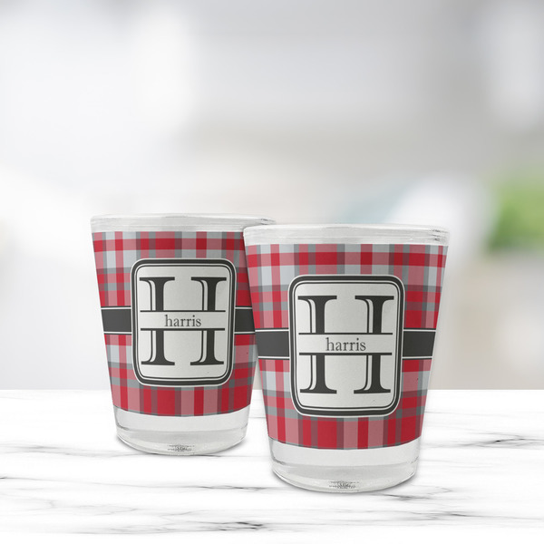 Red & Gray Plaid Glass Shot Glass - Standard - LIFESTYLE