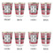 Red & Gray Plaid Glass Shot Glass - with gold rim - Set of 4 - APPROVAL