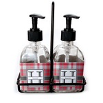 Red & Gray Plaid Glass Soap & Lotion Bottle Set (Personalized)