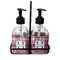 Red & Gray Plaid Glass Soap Lotion Bottle