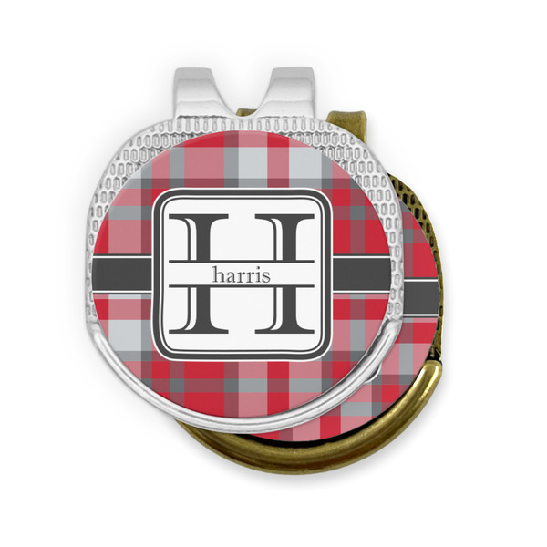 Red & Gray Plaid Golf Ball Marker Hat Clip - PARENT/MAIN