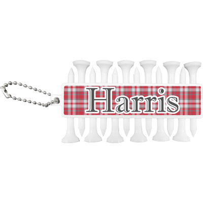 Red & Gray Plaid Golf Tees & Ball Markers Set (Personalized)