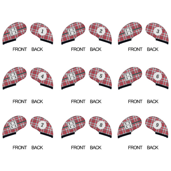 Red & Gray Plaid Golf Club Covers - APPROVAL (set of 9)
