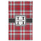 Red & Gray Plaid Golf Towel - Poly-Cotton Blend - Large w/ Name and Initial