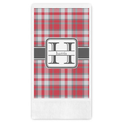 Red & Gray Plaid Guest Napkins - Full Color - Embossed Edge (Personalized)