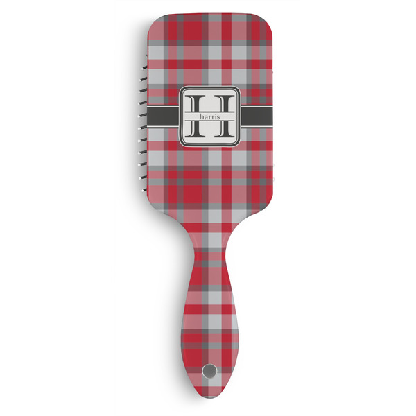 Custom Red & Gray Plaid Hair Brushes (Personalized)
