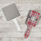 Red & Gray Plaid Hair Brush - In Context