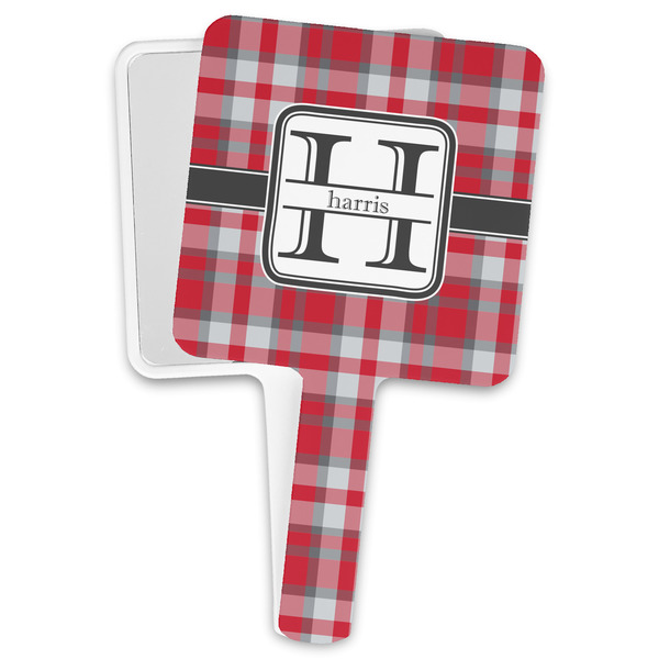 Custom Red & Gray Plaid Hand Mirror (Personalized)
