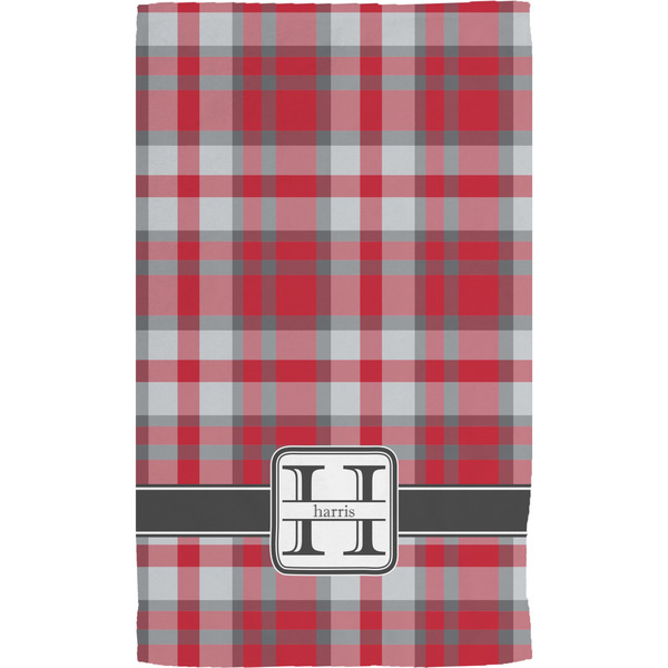 Red & Gray Plaid Hand Towel (Personalized)