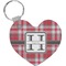 Red & Gray Plaid Heart Keychain (Personalized)