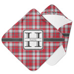 Red & Gray Plaid Hooded Baby Towel (Personalized)