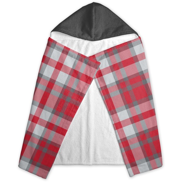 Red & Gray Plaid Hooded Towel - Folded