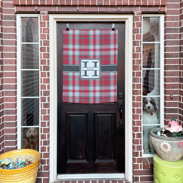 Red & Gray Plaid House Flags - Double Sided - (Over the door) LIFESTYLE
