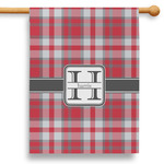 Red & Gray Plaid 28" House Flag (Personalized)
