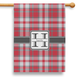 Red & Gray Plaid 28" House Flag - Single Sided (Personalized)