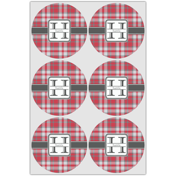 Red & Gray Plaid Icing Circle - Large - Set of 6